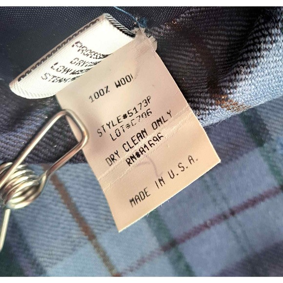 Carroll Reed Blazer Womens 14P Blue Plaid Wool Double Breasted Velvet Collar - Picture 7 of 9